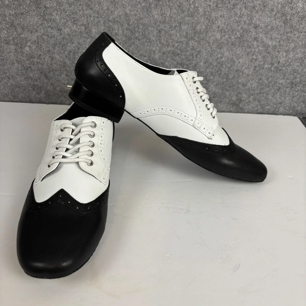 Very Fine Party Party Dance Shoes Mens 11.5 Black White Leather Wingtip PP301
